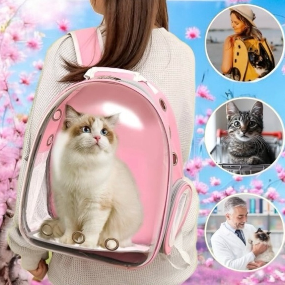 Pink PetPack Clear Bubble Carrier Backpack Breathable Space Capsule Small  Cats